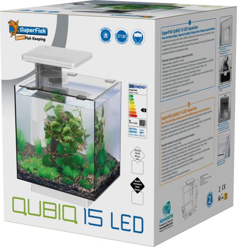 SuperFish | QubiQ 15 LED | Modern dizájn akvárium beépített szűréssel – 15 liter, fekete