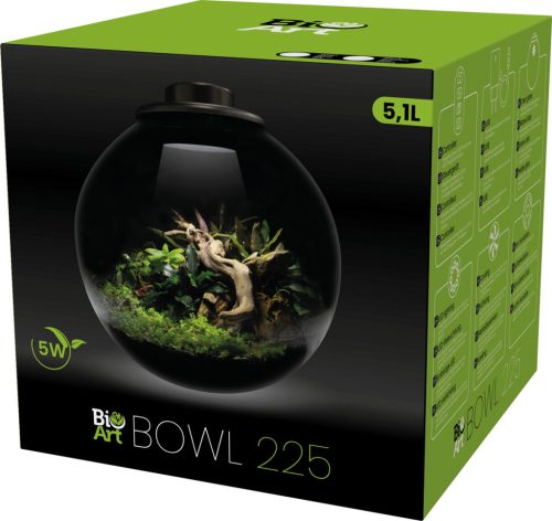 BioArt | BioArt Bowl 225 | Prémium üveggömb LED világítással és időzítővel – 27 cm, fekete
