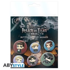   Aby Style |ATTACK ON TITAN Badge Pack Chibi characters kitűző