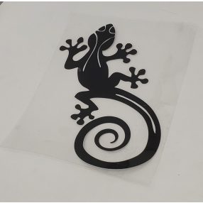 Spirálfarkú gekkó matrica – fekete vinyl
