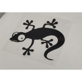 Vidám gekkós matrica – fekete kontúr dizájn