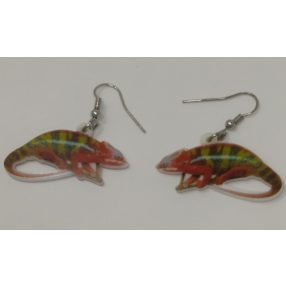 Fülbevaló Piros Kaméleon – Akasztós - 1pár