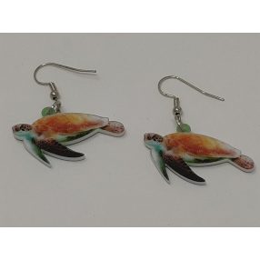 Fülbevaló | Akasztós, vízi teknős mintával - 1pár