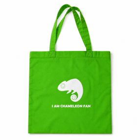   I AM CHAMELEON FAN | Pamut vászontáska kaméleon grafikával – 40x40 cm - Zöld