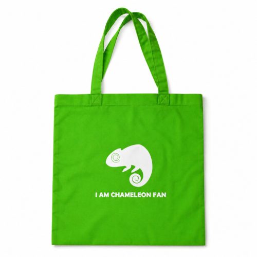 I AM CHAMELEON FAN | Pamut vászontáska kaméleon grafikával – 40x40 cm - Zöld