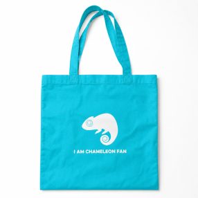   I AM CHAMELEON FAN | Pamut vászontáska kaméleon grafikával – 40x40 cm - Türkiz