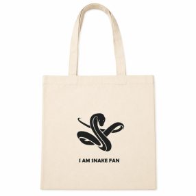   I Am Snake Fan | Prémium pamutvászon táska kígyó grafikával – 40x40 cm - Bézs