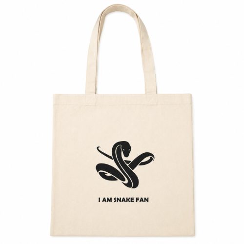 I Am Snake Fan | Prémium pamutvászon táska kígyó grafikával – 40x40 cm - Fehér