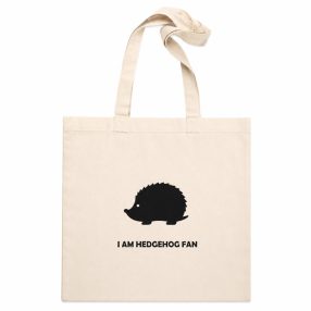   I Am Hedgehog Fan | Prémium pamutvászon táska sündisznó grafikával – 40x40 cm - Fehér