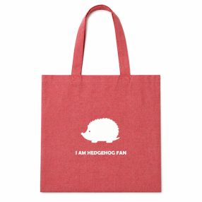   I Am Hedgehog Fan | Prémium pamutvászon táska sündisznó grafikával – 40x40 cm - Világospiros
