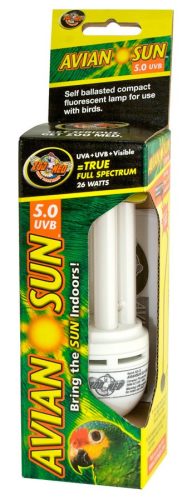 ZooMed AvianSun UVB 5.0 | Speciális UVB kompakt izzó madaraknak – 26 W