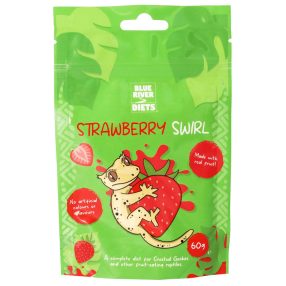   Blue River Diets Strawberry Swirl | Prémium epres komplett eledel gyümölcsevő gekkók számára – 60 g