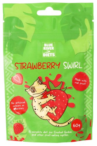 Blue River Diets Strawberry Swirl | Prémium epres komplett eledel gyümölcsevő gekkók számára – 60 g