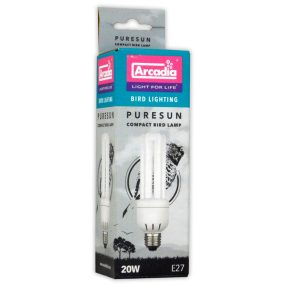   Arcadia | PureSun Compact Bulb UVB | Madárbarát UVB izzó D3-vitaminszintézishez díszmadarak számára 2.4% – 20 W