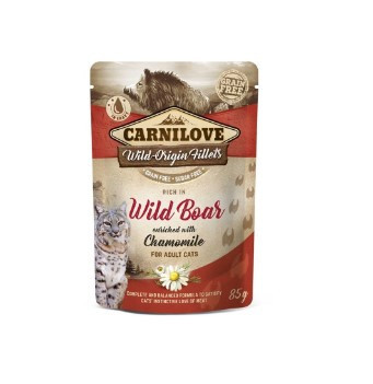 Carnilove | Cat | Teljes értékű eledel, Wild Boar with Chamomile, Vaddisznó kamillával, macska számára - 85 g