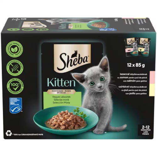 Sheba |  Kitten mix - Alutasakos nedes eledel kölyök macskéknak - 12x85g