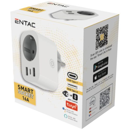 Entac | Smart Hálózati Adapter - 1x Type-F, 2xUSB-A, 1xUSB-C 2.4A WIBLE