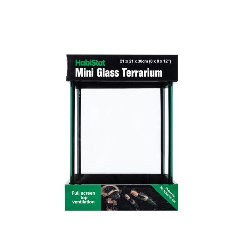 HabiStat | Glass Terrarium | Üveg terrárium kis testű hüllőknek és kétéltűeknek – 20×20×30 cm