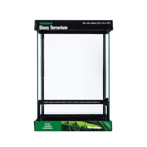 HabiStat | Glass Terrarium | Üveg terrárium nappali gekkók, kisebb kígyók és békák számára – 30×30×45 cm
