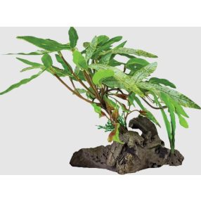   REPTO | PLANT ON DECO THREE TIP LEAF | Műnövény dekoráció, három tipp levelen - 29x26x17 cm