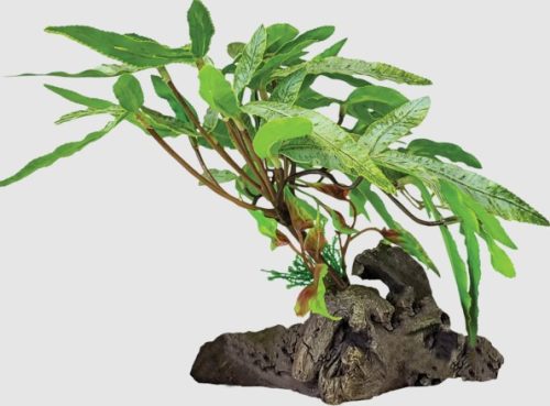 REPTO | PLANT ON DECO THREE TIP LEAF | Műnövény dekoráció, három tipp levelen - 29x26x17 cm