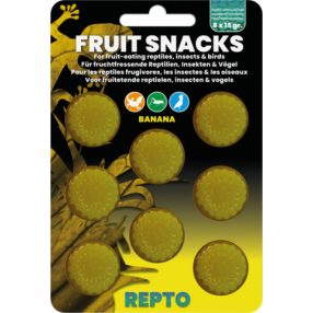   REPTO | FRUIT SNACKS STRAWBERRY | Gyümölcsös kiegészítő eledel, banán ízű, madár, rovar és hüllők számára - 8x 15 g