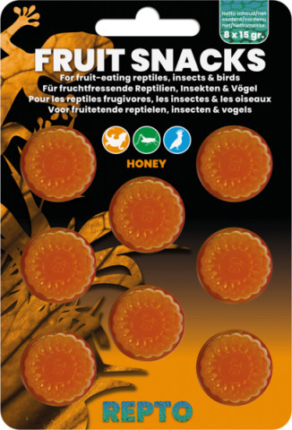 REPTO | FRUIT SNACKS HONEY | Kiegészítő eledel, méz ízű, madár, rovar és hüllők számára - 8x15 g