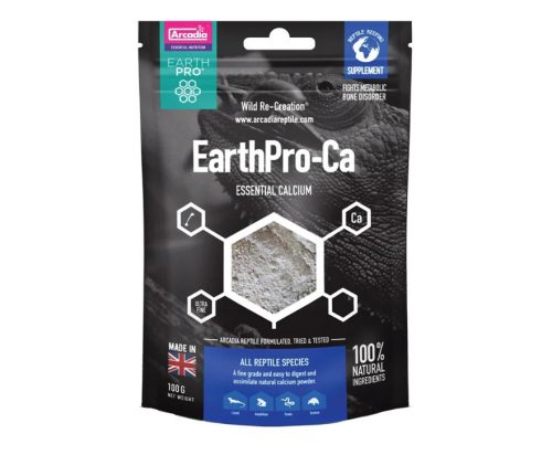 Arcadia | EarthPro CA | Természetes kalciumban gazdag ásványi por rovarevők és növényevő hüllők számára – 100 g