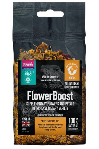 Arcadia | EarthPro FlowerBoost | Szárított virágkeverék növényevő hüllők számára – 60 g 
