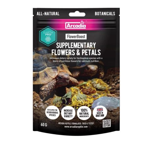 Arcadia | EarthPro FlowerBoost | Szárított virágkeverék növényevő hüllők számára – 60 g 
