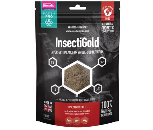 Arcadia | EARTHPRO INSECTIGOLD | Természetes fehérjedús táplálékkiegészítő rovarfogyasztó hüllők számára – 300 g