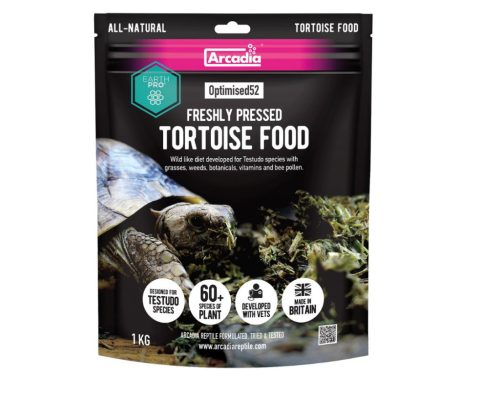 Arcadia | EarthPro Optimised52 Tortoise Food | Teljes értékű, hidegen sajtolt növényi eledel szárazföldi teknősök számára – 1 kg
