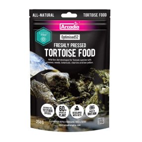   Arcadia | EarthPro Optimised52 Tortoise Food | Teljes értékű, hidegen sajtolt növényi eledel szárazföldi teknősök számára – 250 g