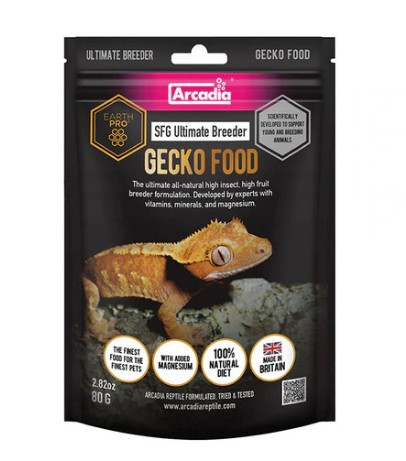 Arcadia | Earth Pro Stickyfoot Gold Ultimate Breeder | D3-vitaminnal dúsított táp gekkók számára – 80 g