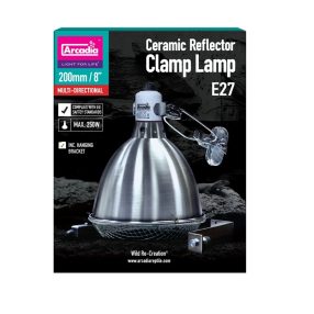   Arcadia | Reflector Clamp Lamp with Ceramic Holder | Hőálló világítótest kerámiafoglalattal hüllők terráriumába - 250 W/200 mm