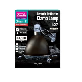   Arcadia | Reflector Clamp Lamp with Ceramic Holder Graphite | Hőálló világítótest kerámiafoglalattal hüllők terráriumába - 250 W/200 mm