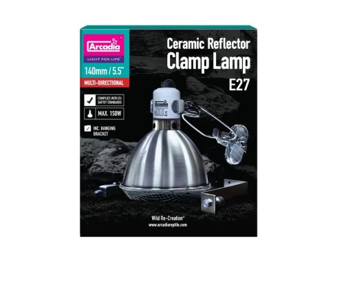 Arcadia | Reflector Clamp Lamp with Ceramic Holder | Hőálló világítótest kerámiafoglalattal hüllők terráriumába - 150 W/140 mm