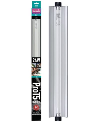 Arcadia | PRO T5 UVB Kit | Magas teljesítményű T5 UVB fénycső készlet hüllők számára 14% - 24 W/550 mm