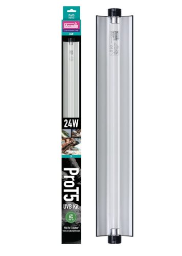 Arcadia | PRO T5 UVB Kit | Magas teljesítményű T5 UVB fénycső készlet hüllők számára 6% - 24 W/550 mm