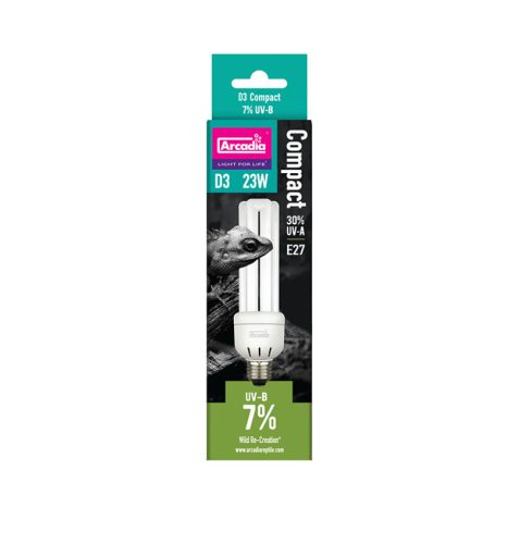 Arcadia | UVB Compact Bulb | Kompakt UVB fényforrás trópusi esőerdei nappali hüllőknek 7% – 23 W