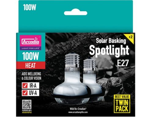 Arcadia | Solar Basking Spotlight Twin | Dupla melegítő izzó csomag sivatagi hüllők számára – 2 x 100 watt