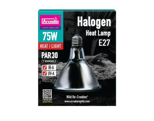 Arcadia | Halogen Basking Spot | Hatékony halogén melegítő izzó nappali hüllők és kétéltűek számára – 75 W