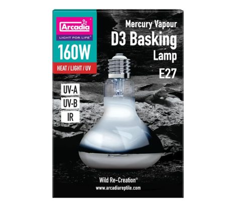 Arcadia | D3 Basking Lamp | Melegítő izzó D3-vitaminnal dúsítva sivatagi hüllők számára – 160 watt