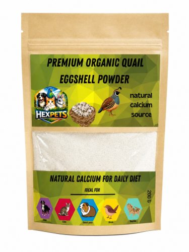 HexPets Premium Organic | Prémium termelői fürjtojáshéj por – 200 g