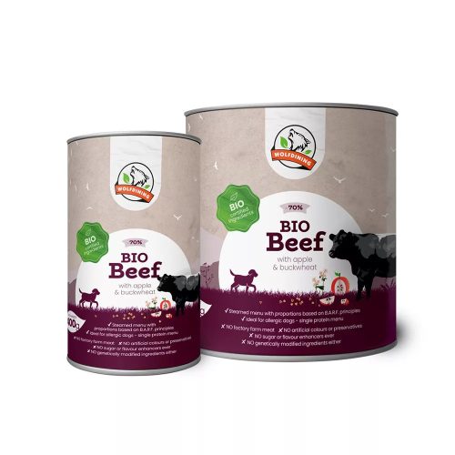 Farkaskonyha | Bio Marha – Párolt komplett menü kutyáknak 400 g