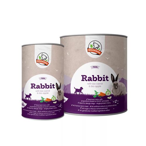 Farkaskonyha | Nyúl – Párolt komplett menü kutyáknak 800 g
