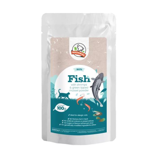 Farkaskonyha | Hal, Garnélarák & Zöldkagyló – Párolt komplett menü macskáknak 100 g