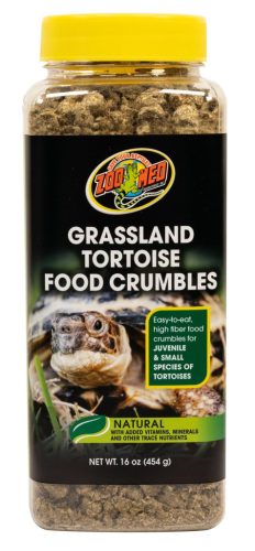 Zoo Med Grassland Tortoise Crumbles | Aprított szárazföldi teknős táp növendék és kistestű fajoknak – 454 g