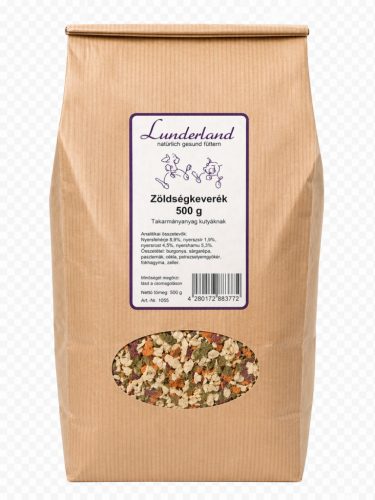 Lunderland | Zöldségkeverék | Természetes szárított zöldségmix kutyáknak és macskák részére – 500 g