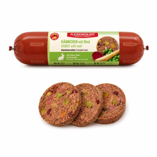 Meatlove | Nyúl marhával | Prémium párolt menü borsóval, körtével és céklával – 400 g